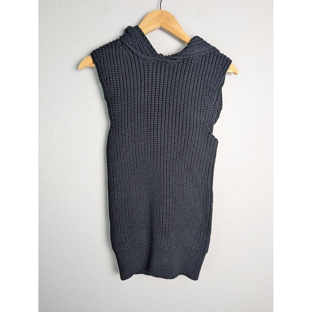 A.L.C. Sweater Tunic Womens S Gray Hooded Pockets Heavyweight Chunky-Knit